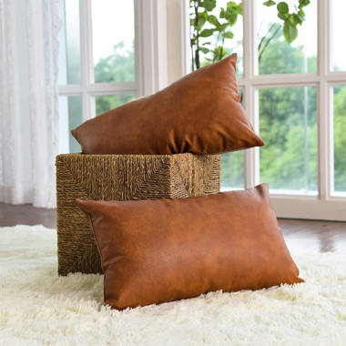 Cognac leather outlet throw pillow